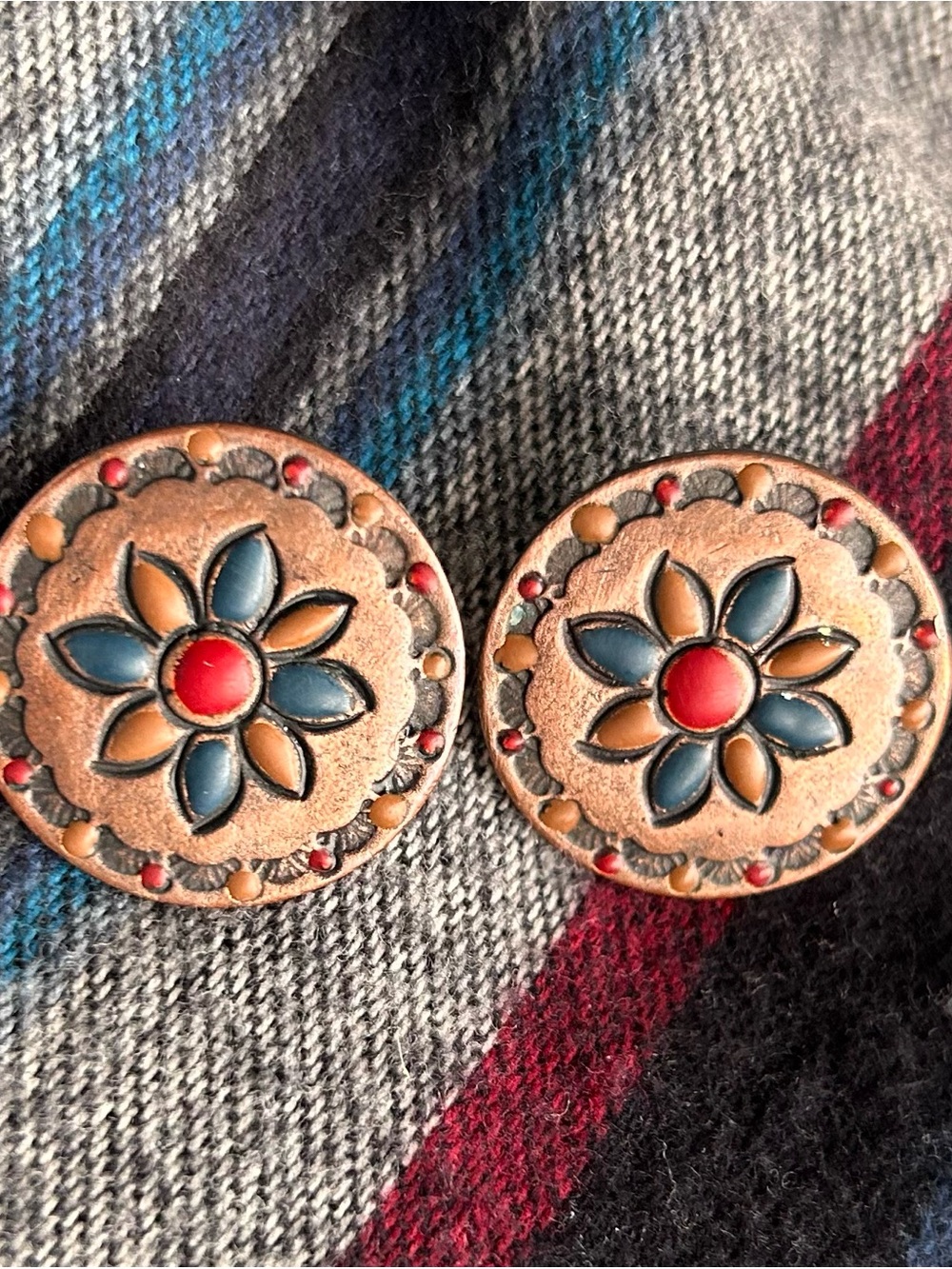 Copper Floral Vintage Earrings/Western